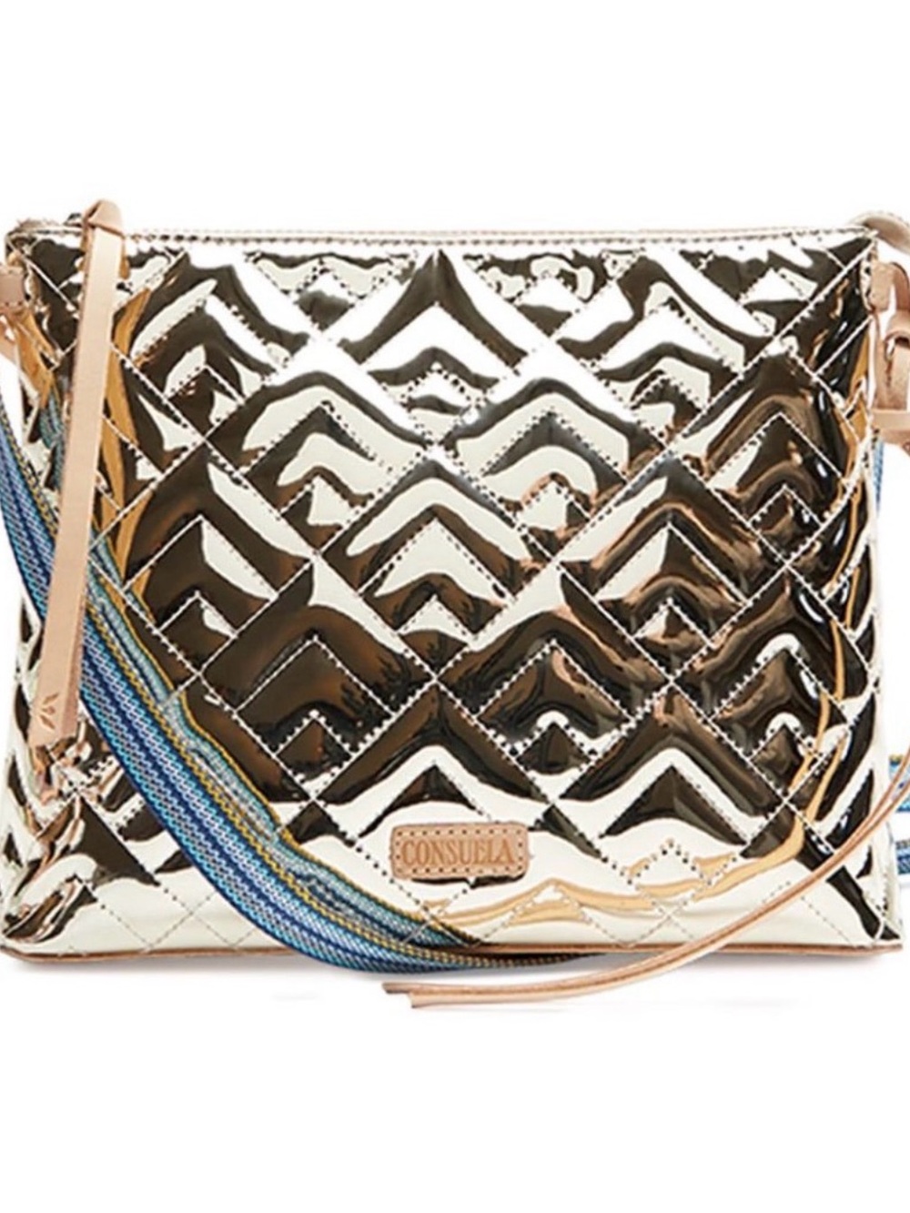 Consuela Downtown Metallic Gold Quilted Crossbody Bag